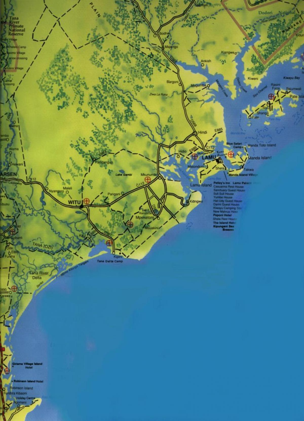 mapa da costa sul do Quênia