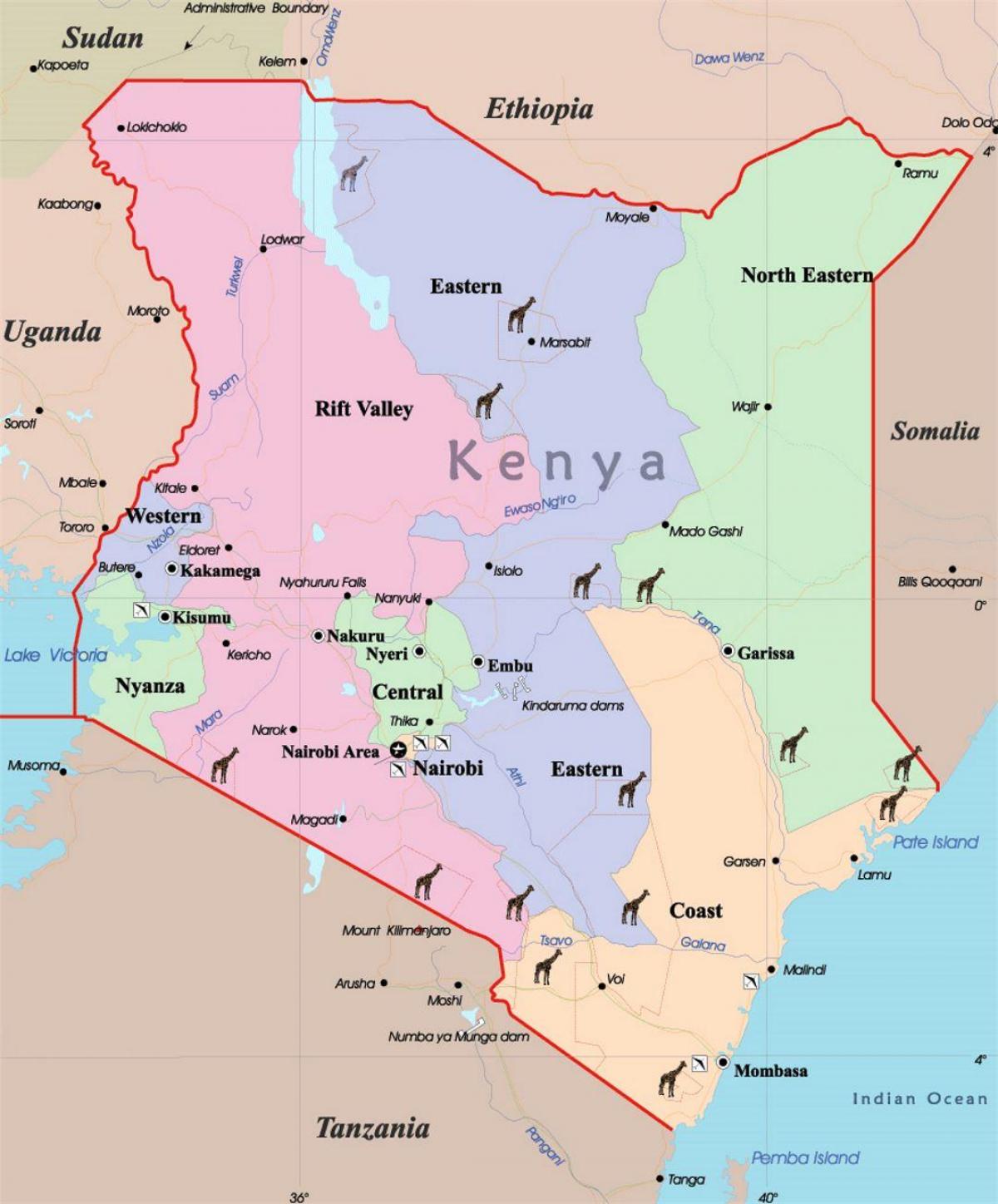 grande mapa do Quênia