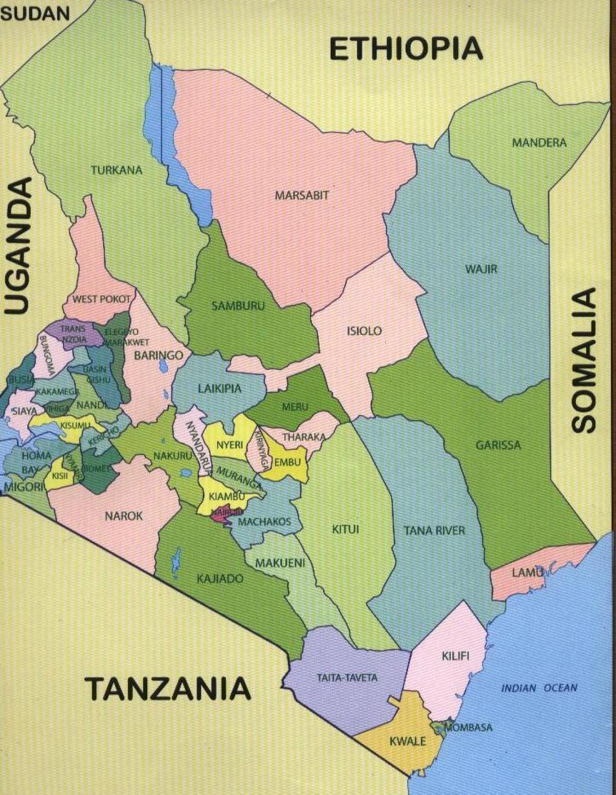 municípios do Quênia mapa