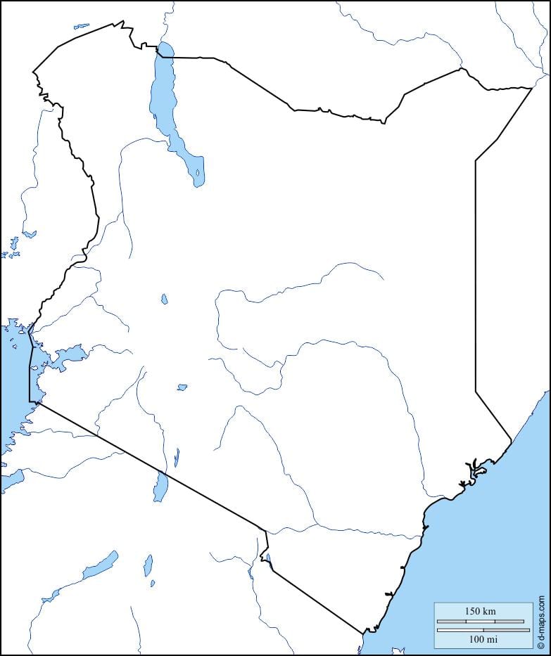 mapa da mapa em branco do Quênia