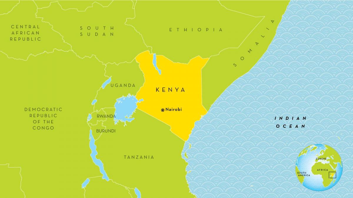 nairobi, Quénia no mapa