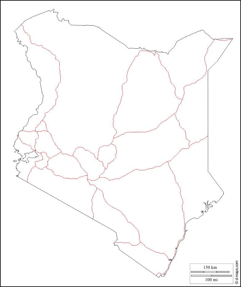 Quênia mapa em branco