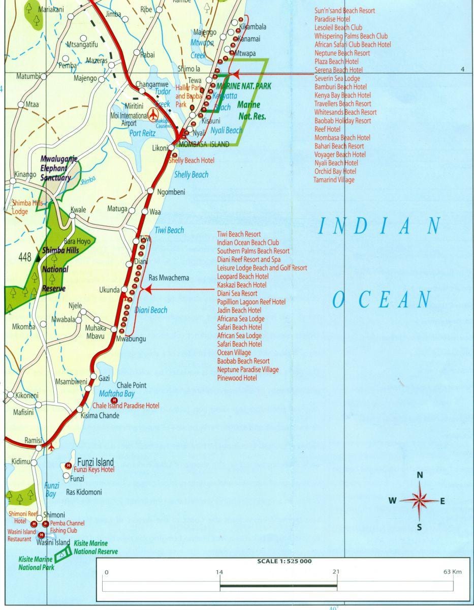 mapa da costa Queniana