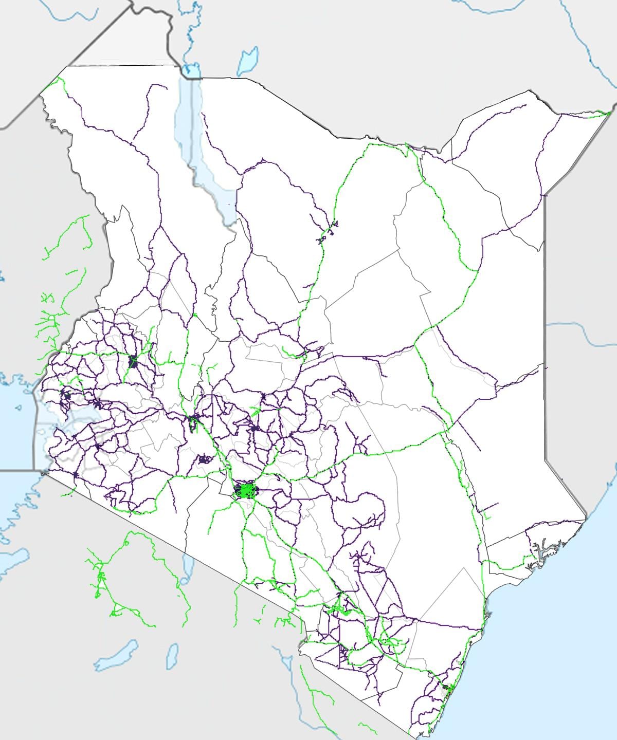 mapa do Quênia ferroviária