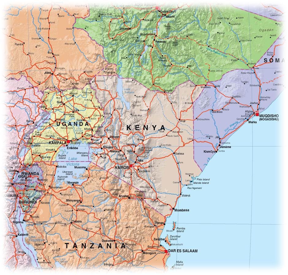 mapa das terras altas do Quênia