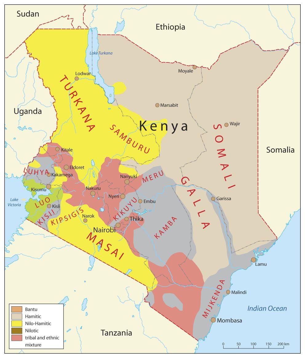 Quênia étnica mapa