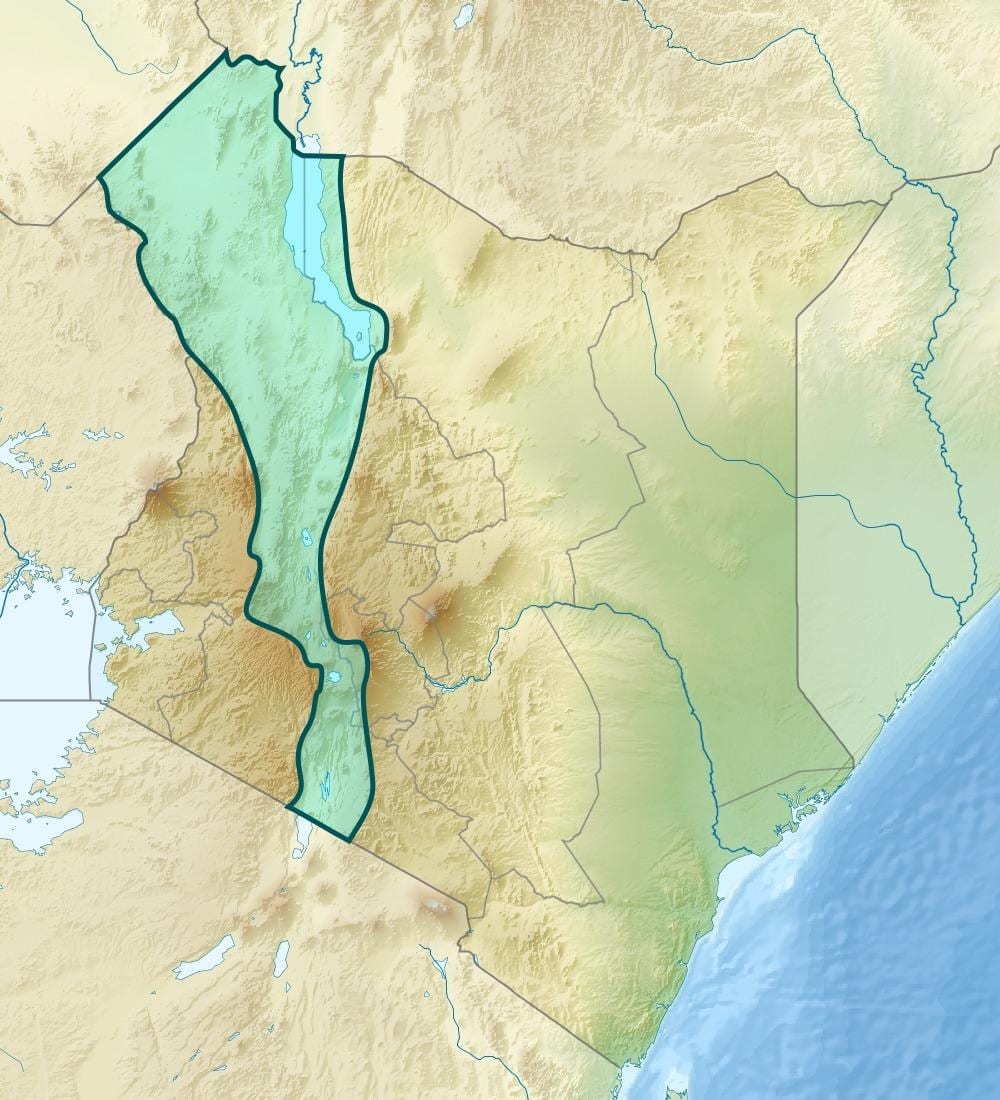 mapa do vale do rift, no Quênia