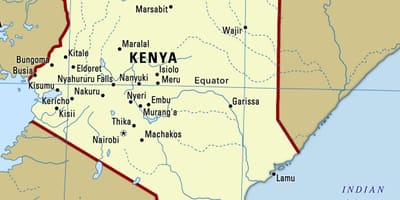 Mapa da costa do Quênia
