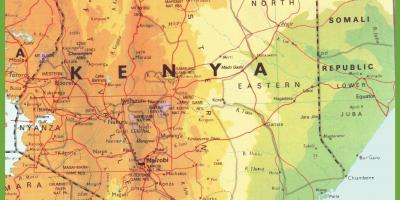 Quênia mapa de rede de estradas