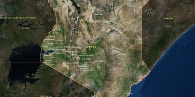 Mapa de satélite, mapa do Quênia