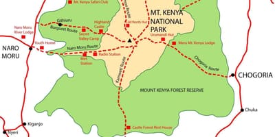 Mapa do monte Quênia
