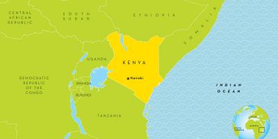 Nairobi, Quénia no mapa