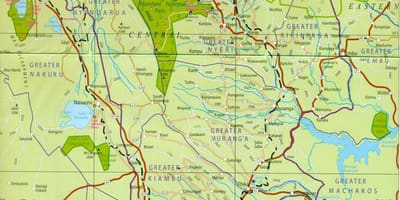 Mapa da região central do Quênia