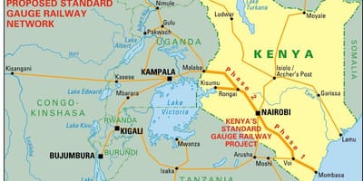 Quênia padrão de bitola ferroviária mapa