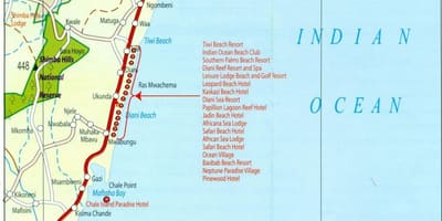 Mapa da costa Queniana