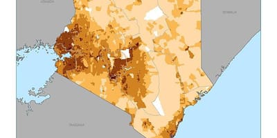 Quênia densidade populacional mapa